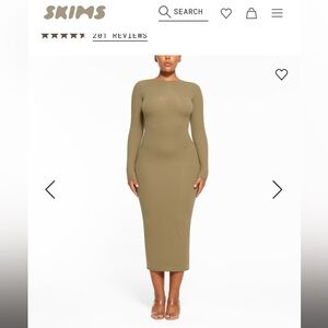SKIMS Fits Everybody Crew Neck Long Sleeve Dress